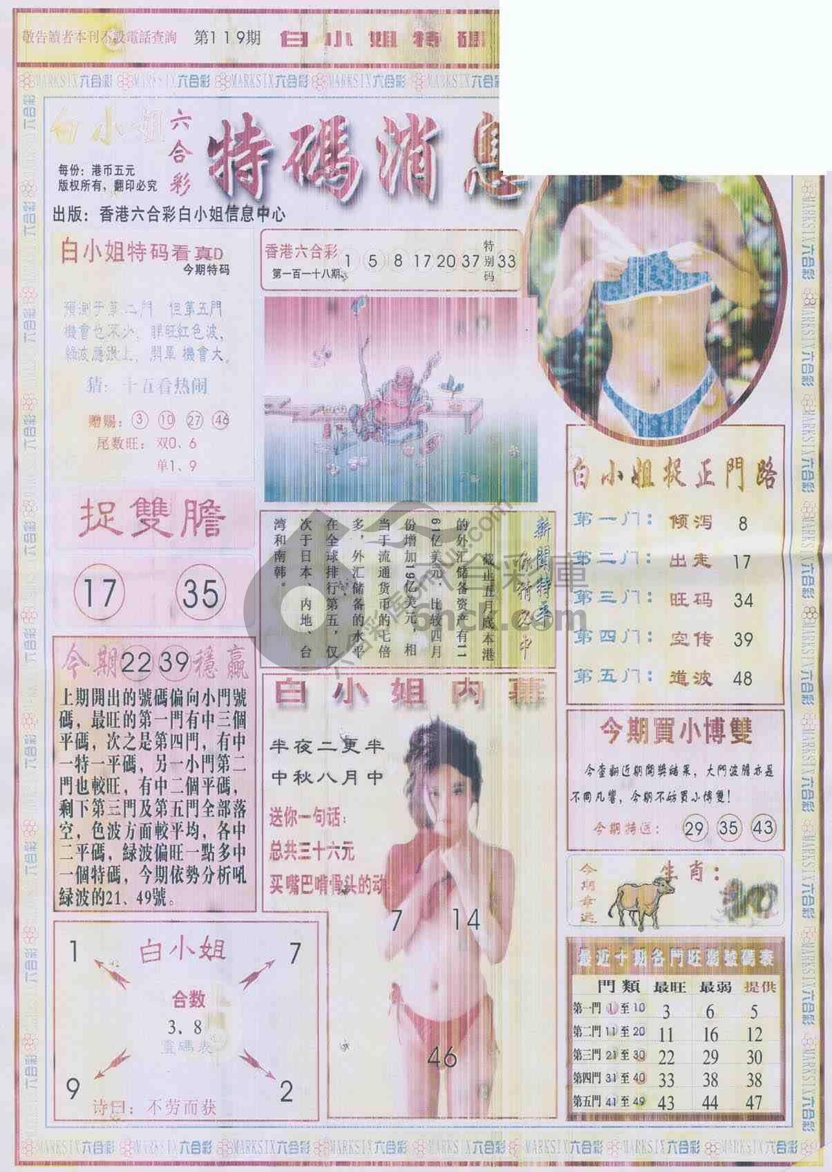 白小姐特码消息