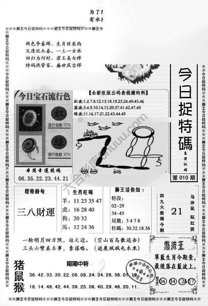 狮王今日抓特码